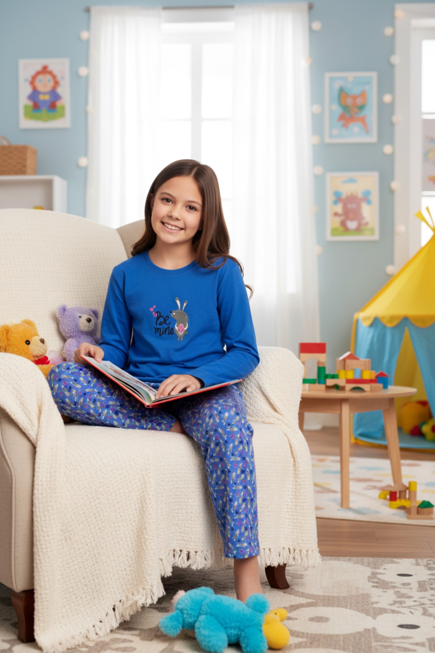 Pijama Niña Conejo Azul ok