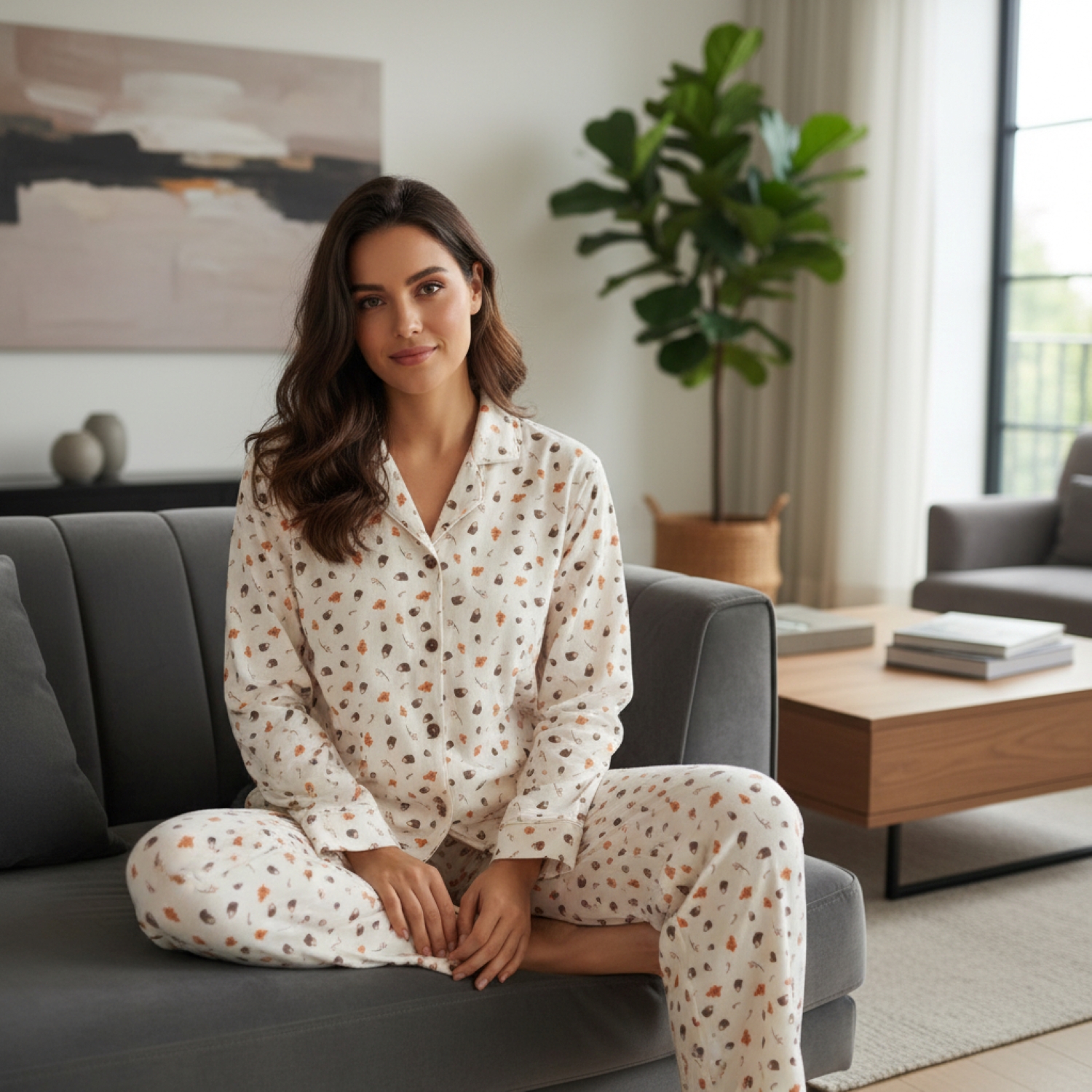 Pijama Puercoespín Abotonado Gamuza Polycotton
